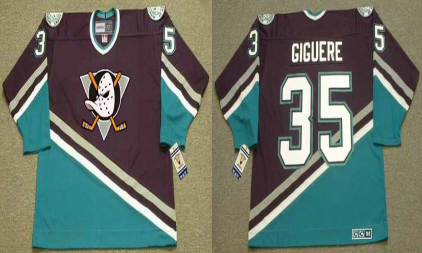 2019 Men Anaheim Ducks 35 Giguere black style #2 CCM NHL jerseys->anaheim ducks->NHL Jersey